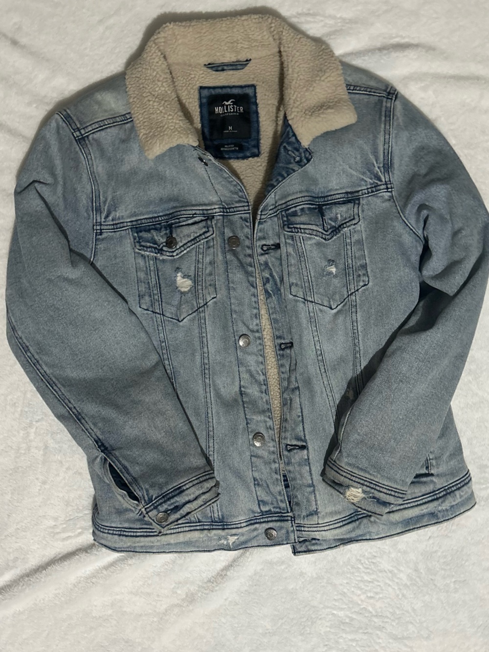 Hollister Light Blue Sherpa-Lined Denim Jacket